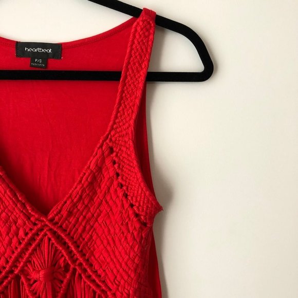 Bright Red Tank Top with Fringe - Picture 4 of 5